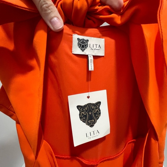 REVOLVE Lita by Ciara Tie Front Jumpsuit in Cherry Tomato Size XL New with tags - Picture 9 of 17